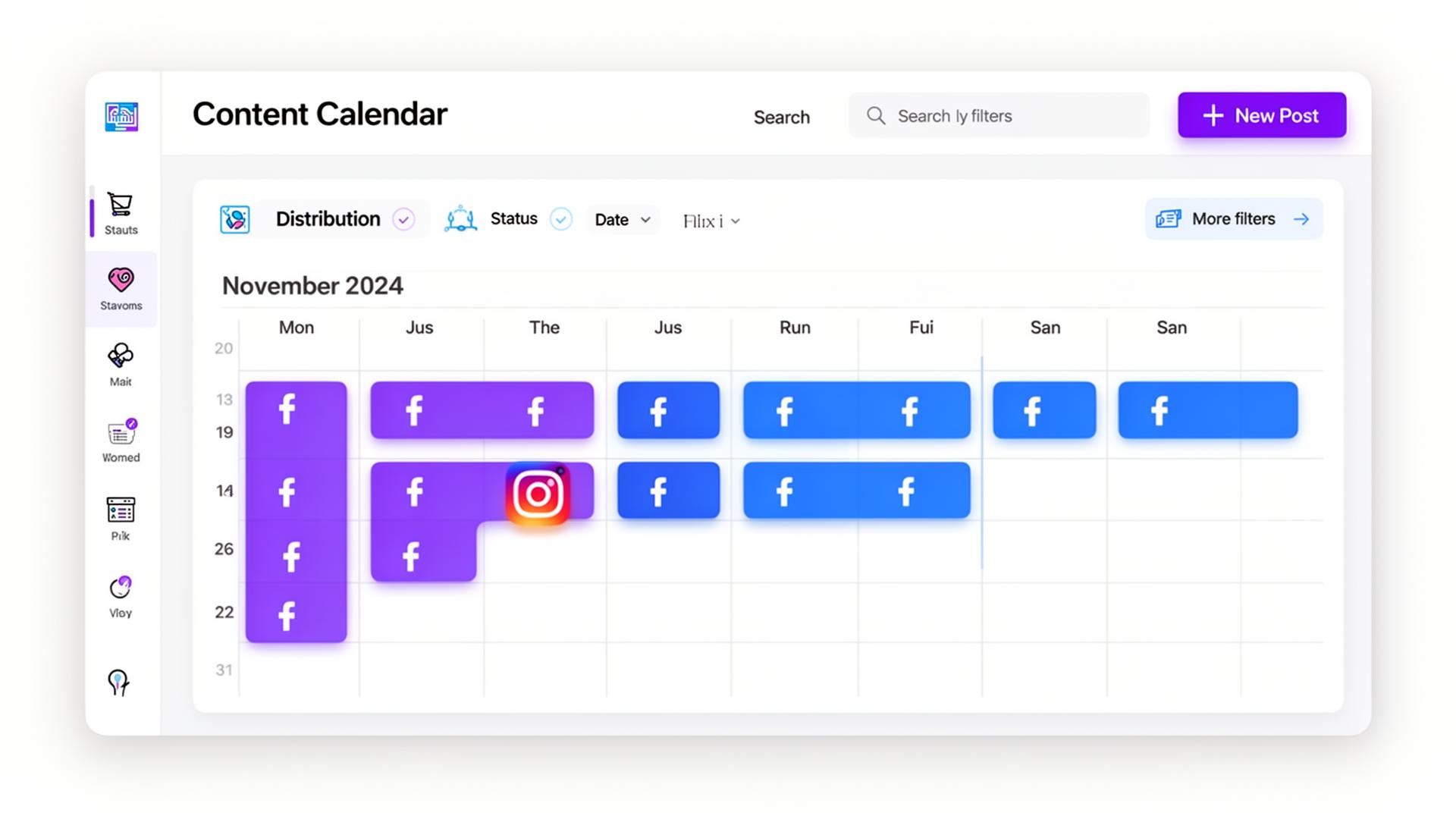 Content calendar interface